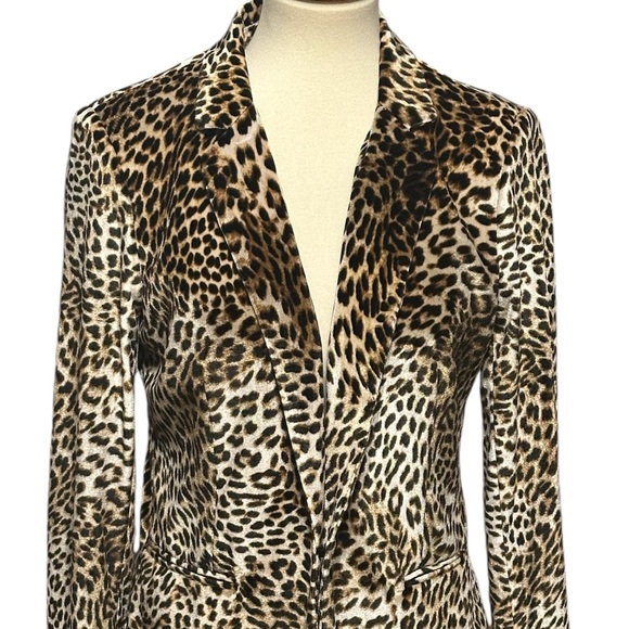 Libby Edelman Leopard Print Blazer Casual Velour Animal Print Jacket Size Medium - Picture 5 of 7